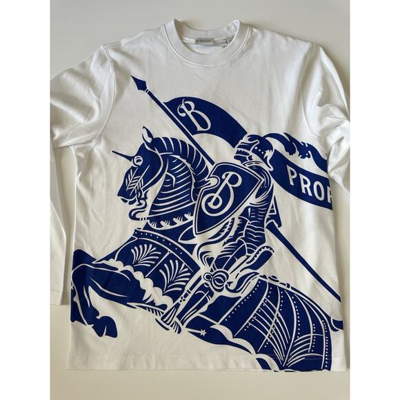 Burberry EKD Printed Men’s White/Blue T-shirt Medium 8077669 Portugal NWT $910 - Picture 4 of 11